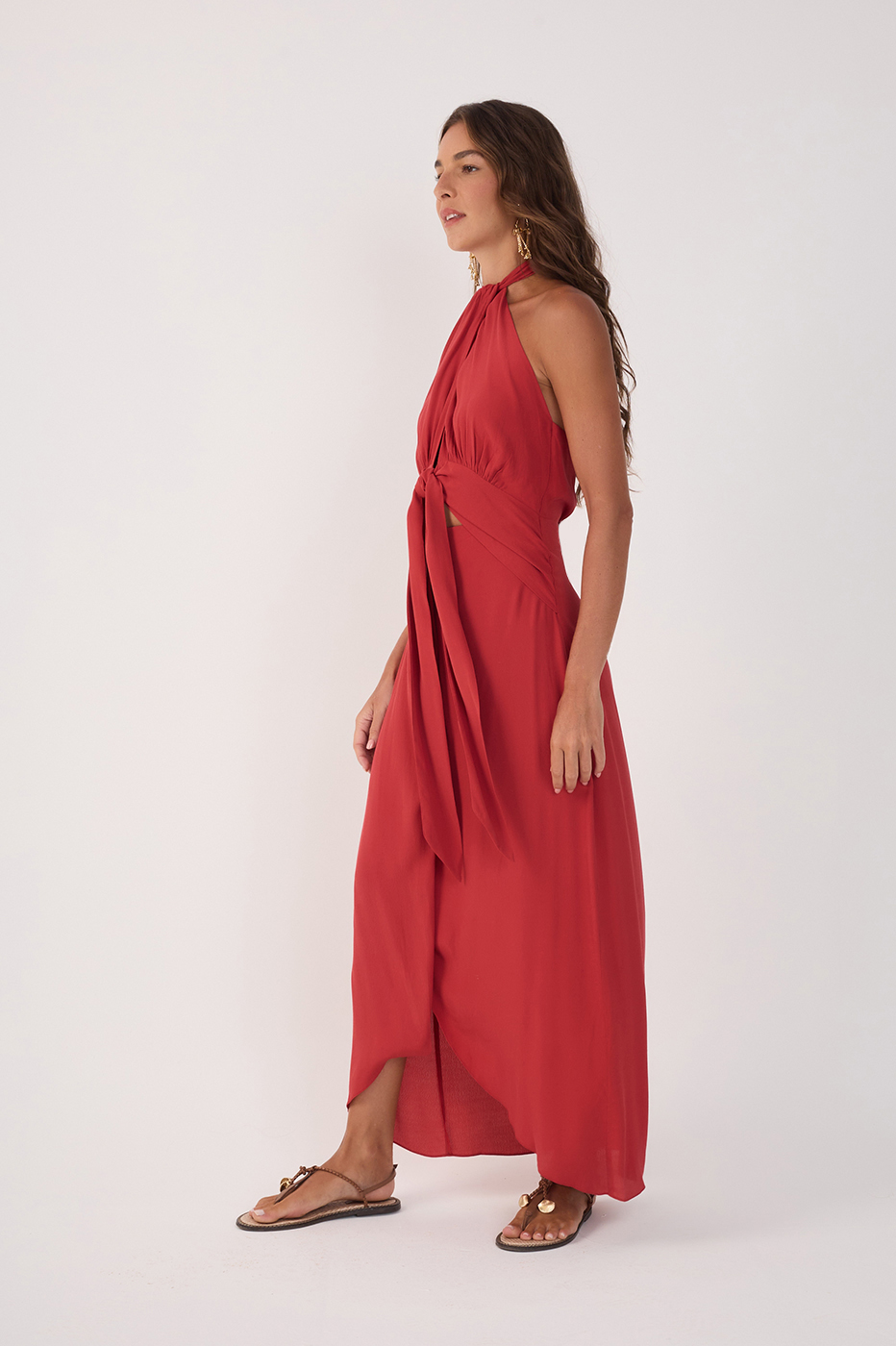 Midi Crepe Twisted Neckline Dress_3