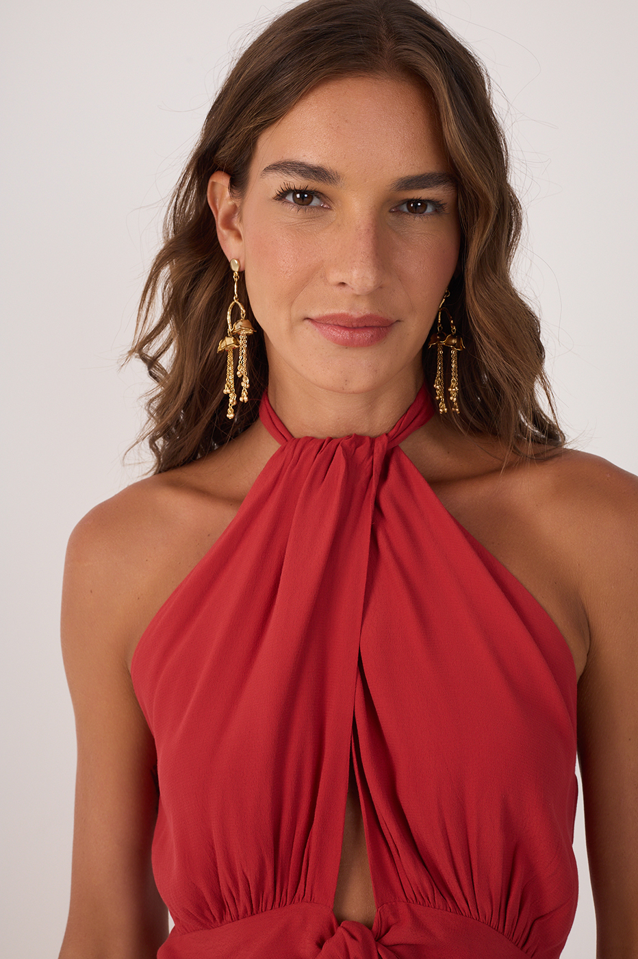 Midi Crepe Twisted Neckline Dress_5