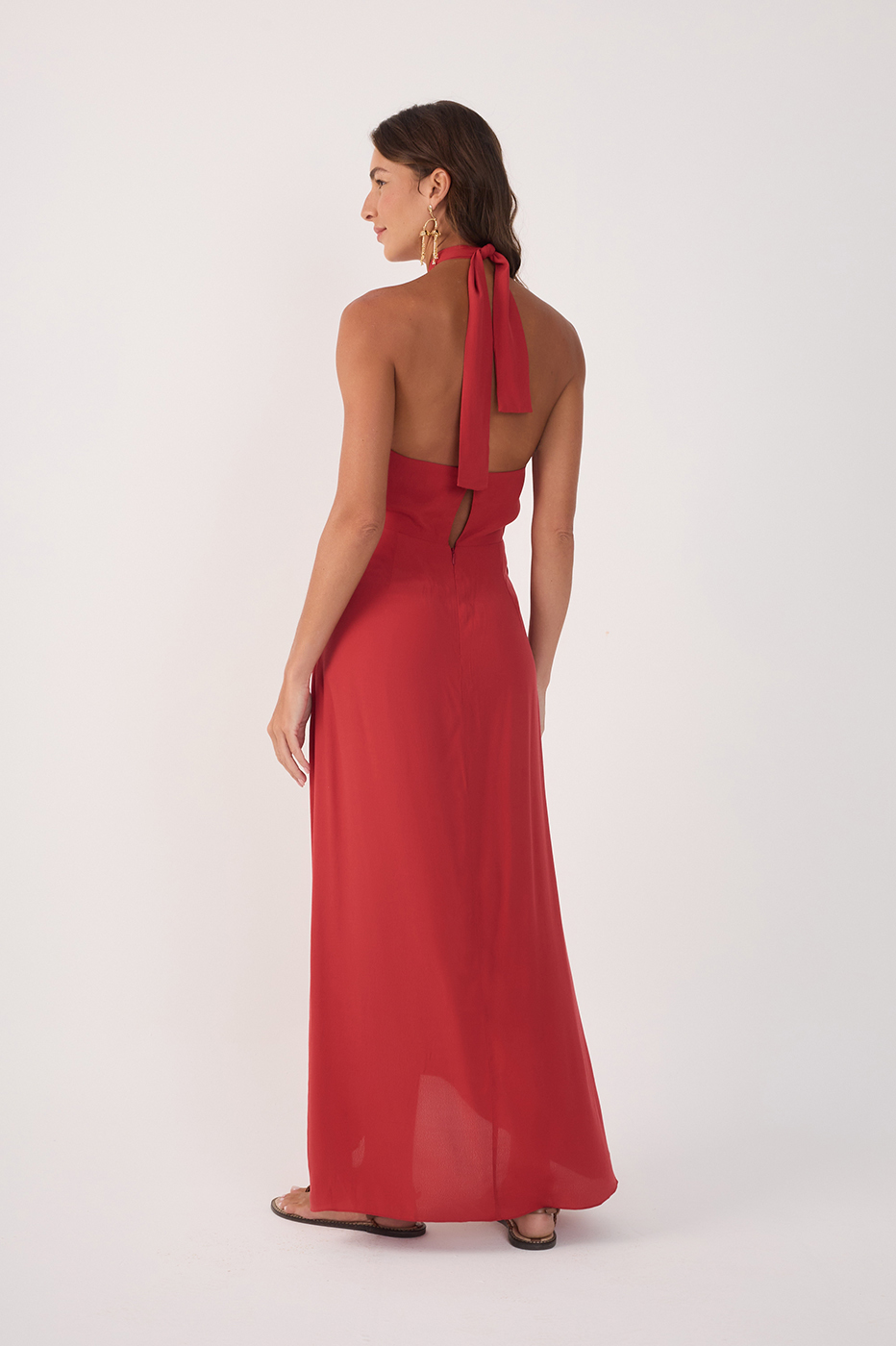 Midi Crepe Twisted Neckline Dress_6