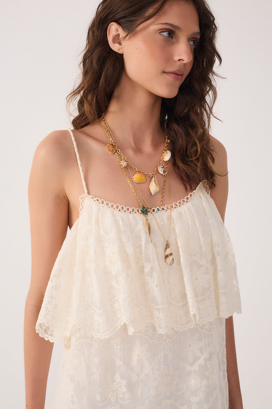 Off-White Ruffled Lace Mini Dress_5