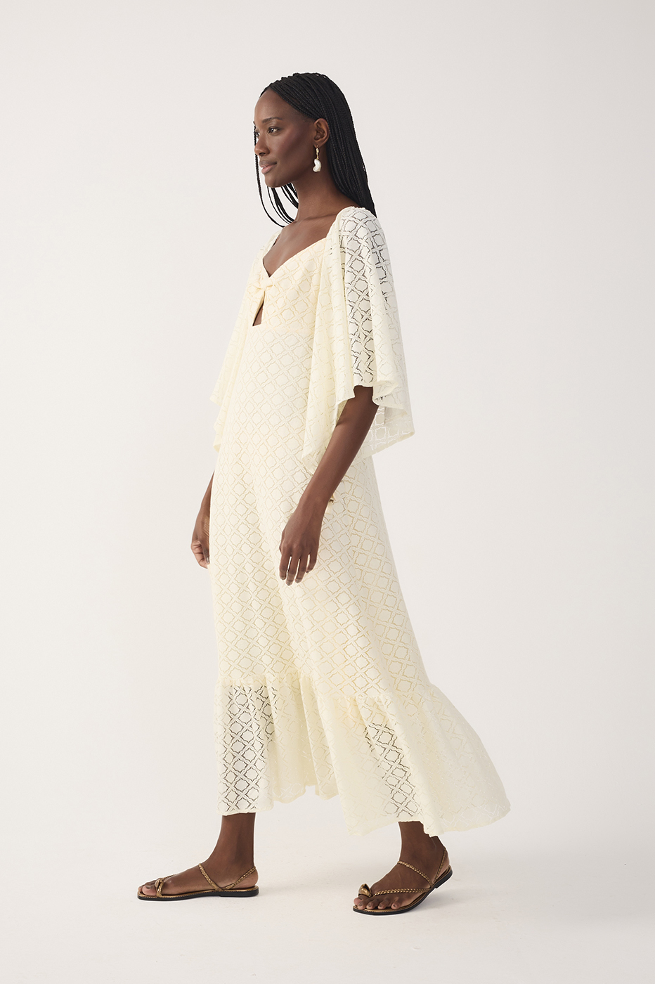 Off-White Cut-Out Lace Midi Dress_3