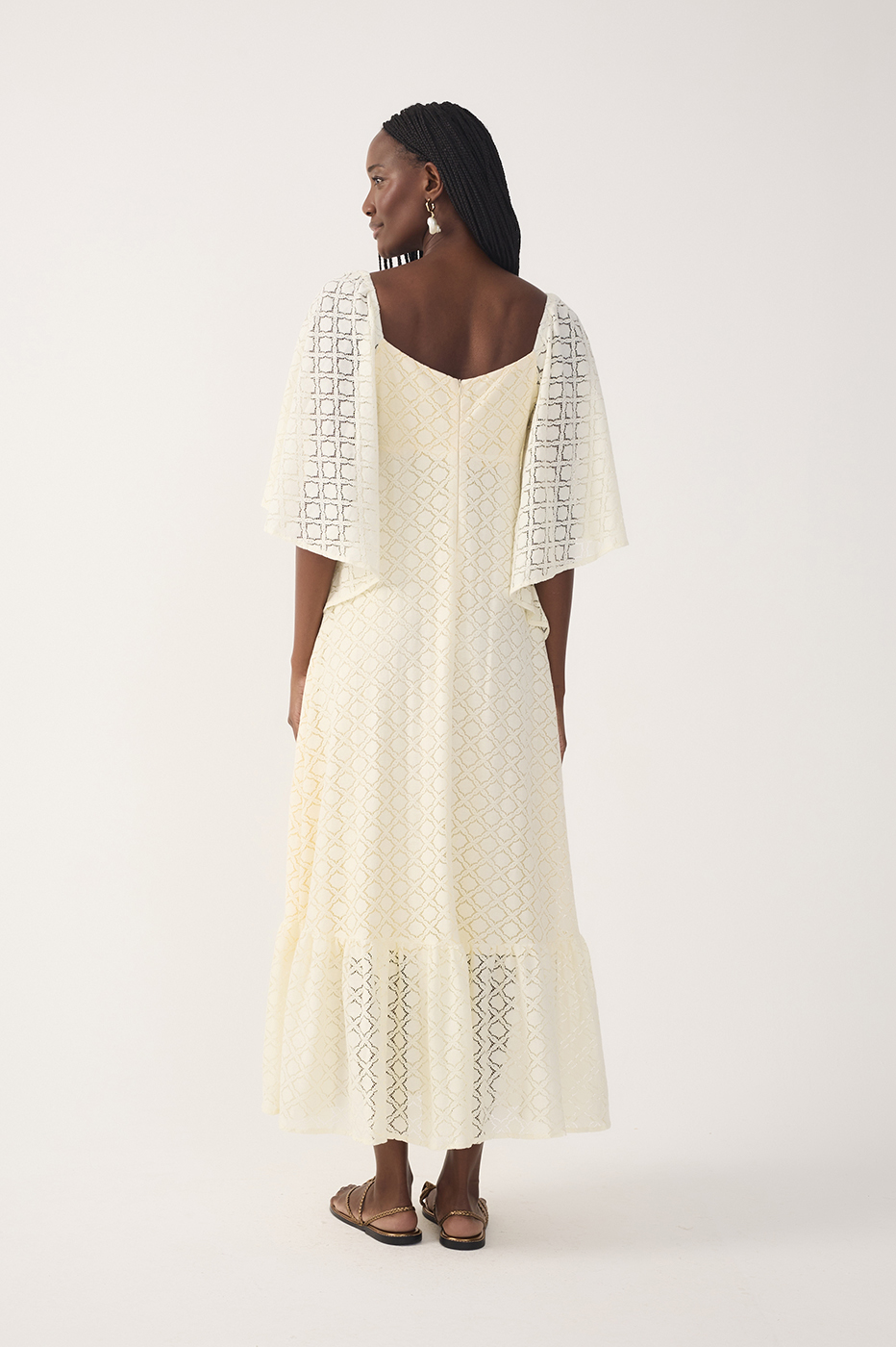 Off-White Cut-Out Lace Midi Dress_7