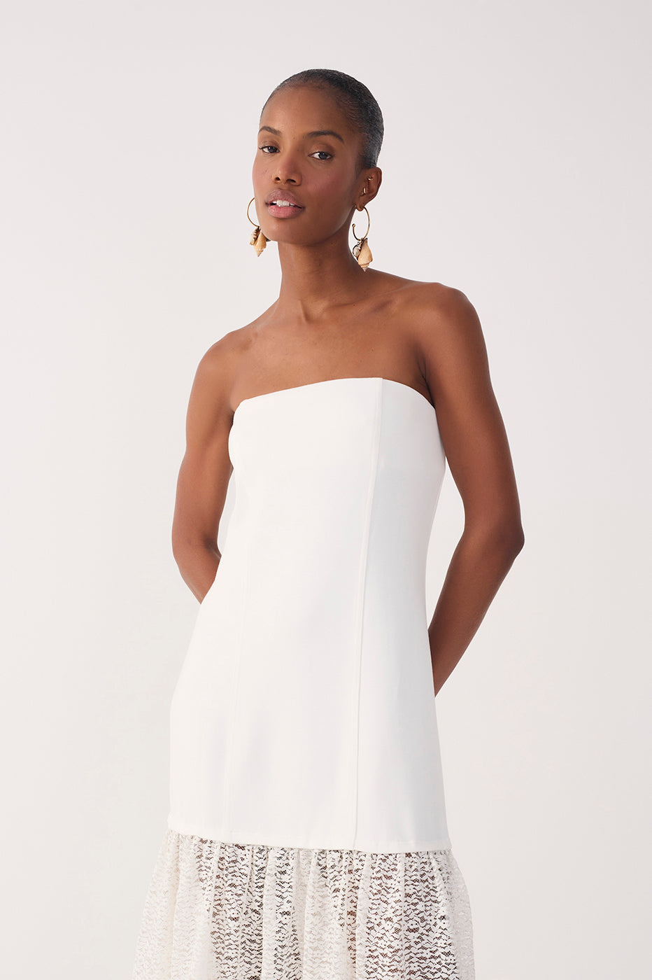 Off-White Lace Strapless Maxi Dress_4