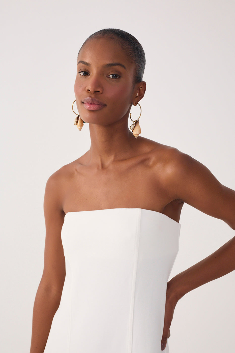 Off-White Lace Strapless Maxi Dress_5