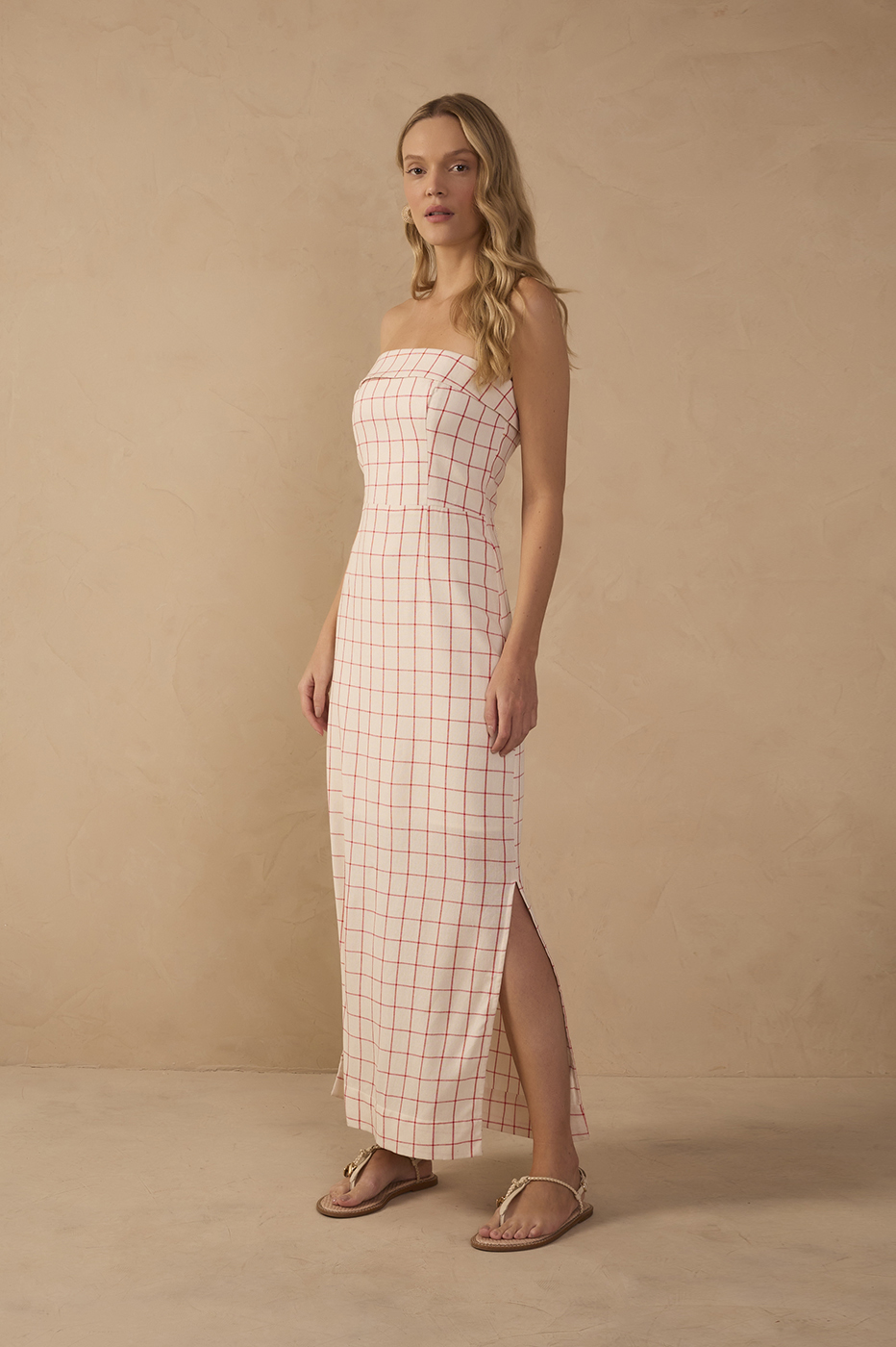 plaid off the shoulder midi dress Easel Sage Plaid Tiered OffShoulder Dress