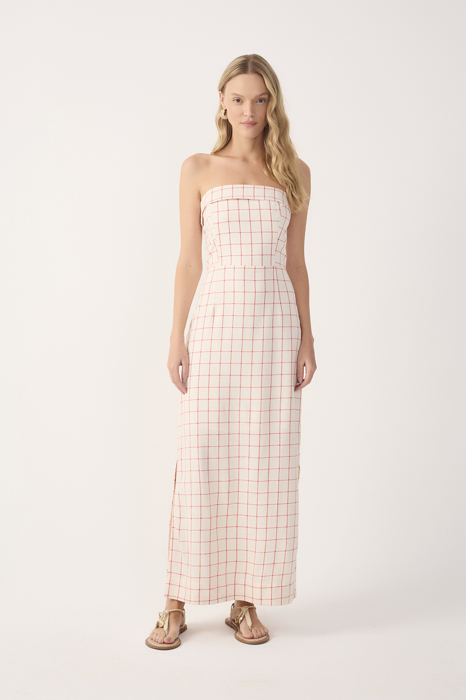 Linen Midi Checkered Dress_2