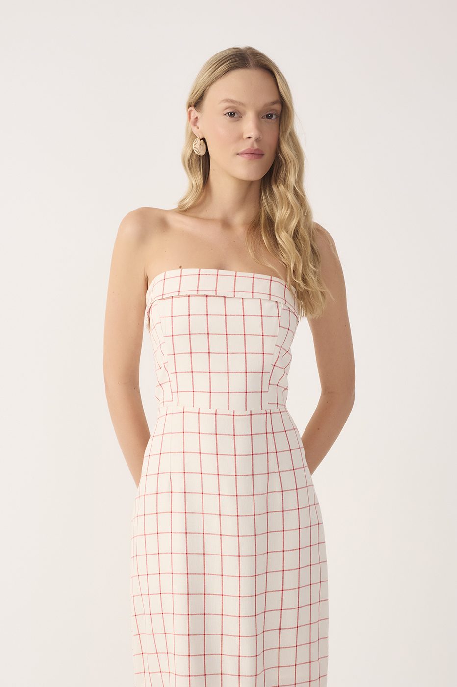 Linen Midi Checkered Dress_4