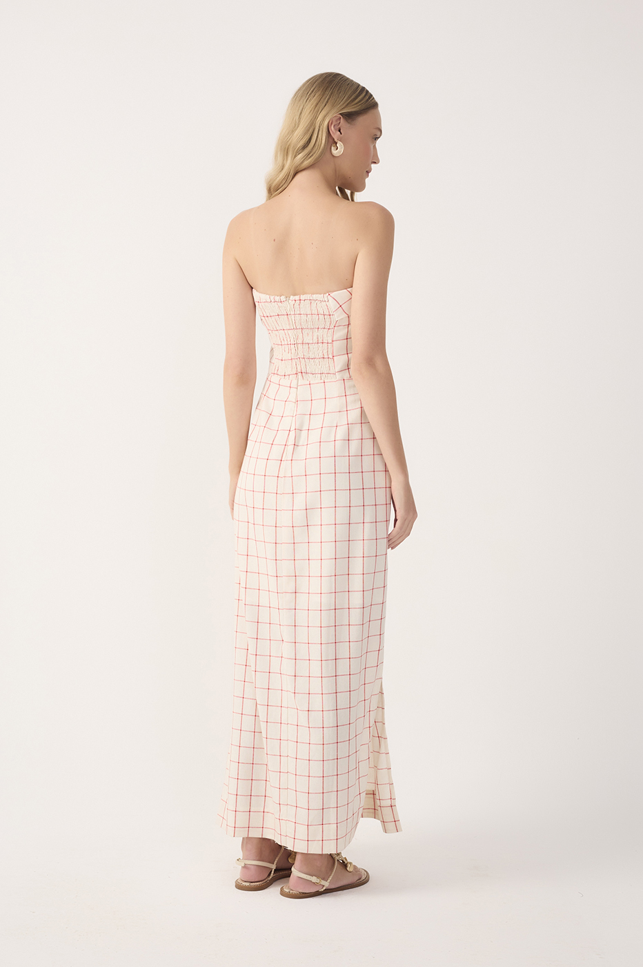 Linen Midi Checkered Dress_6