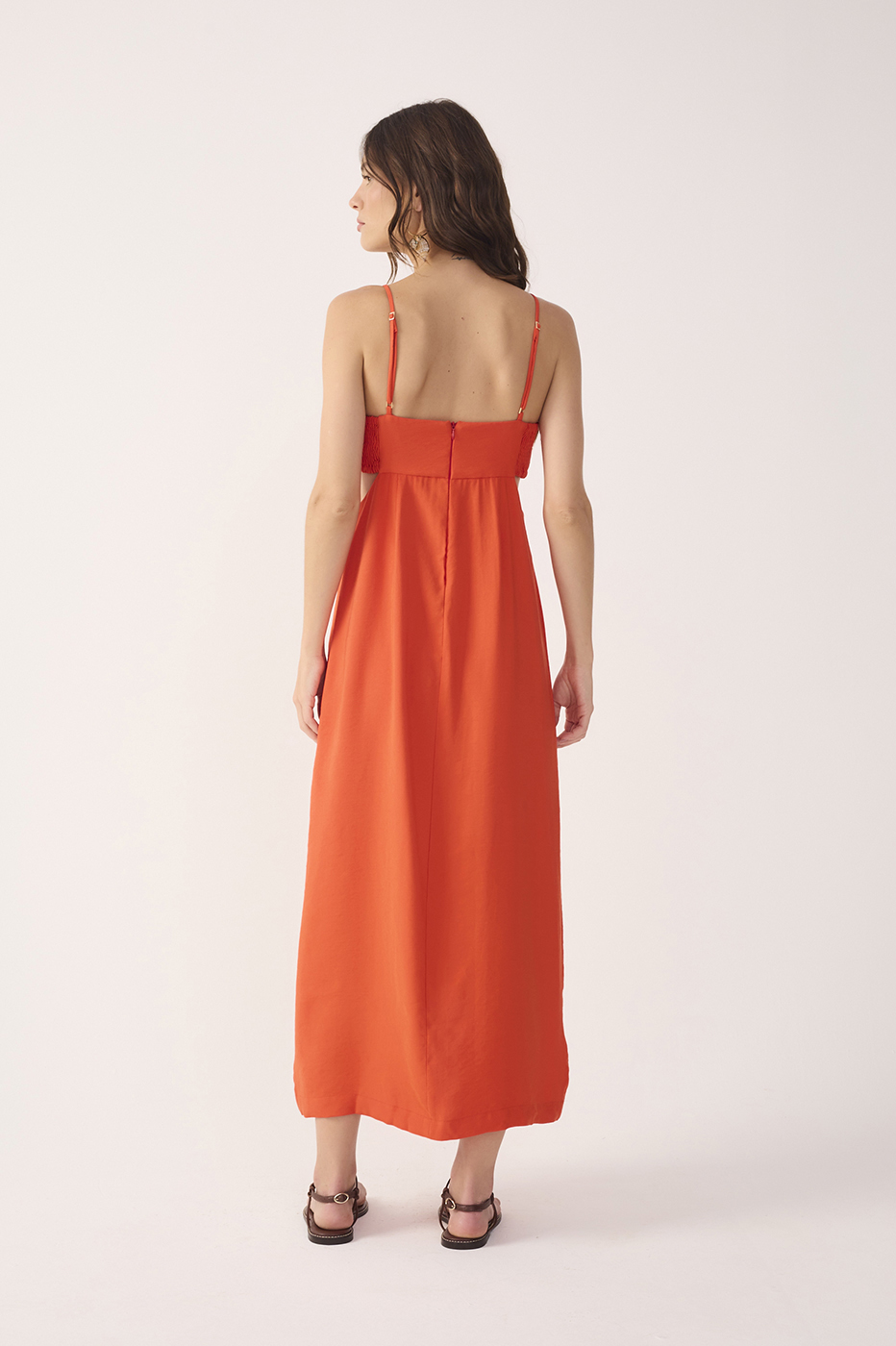 Red Side Cut-Out Wrap Midi Dress_6