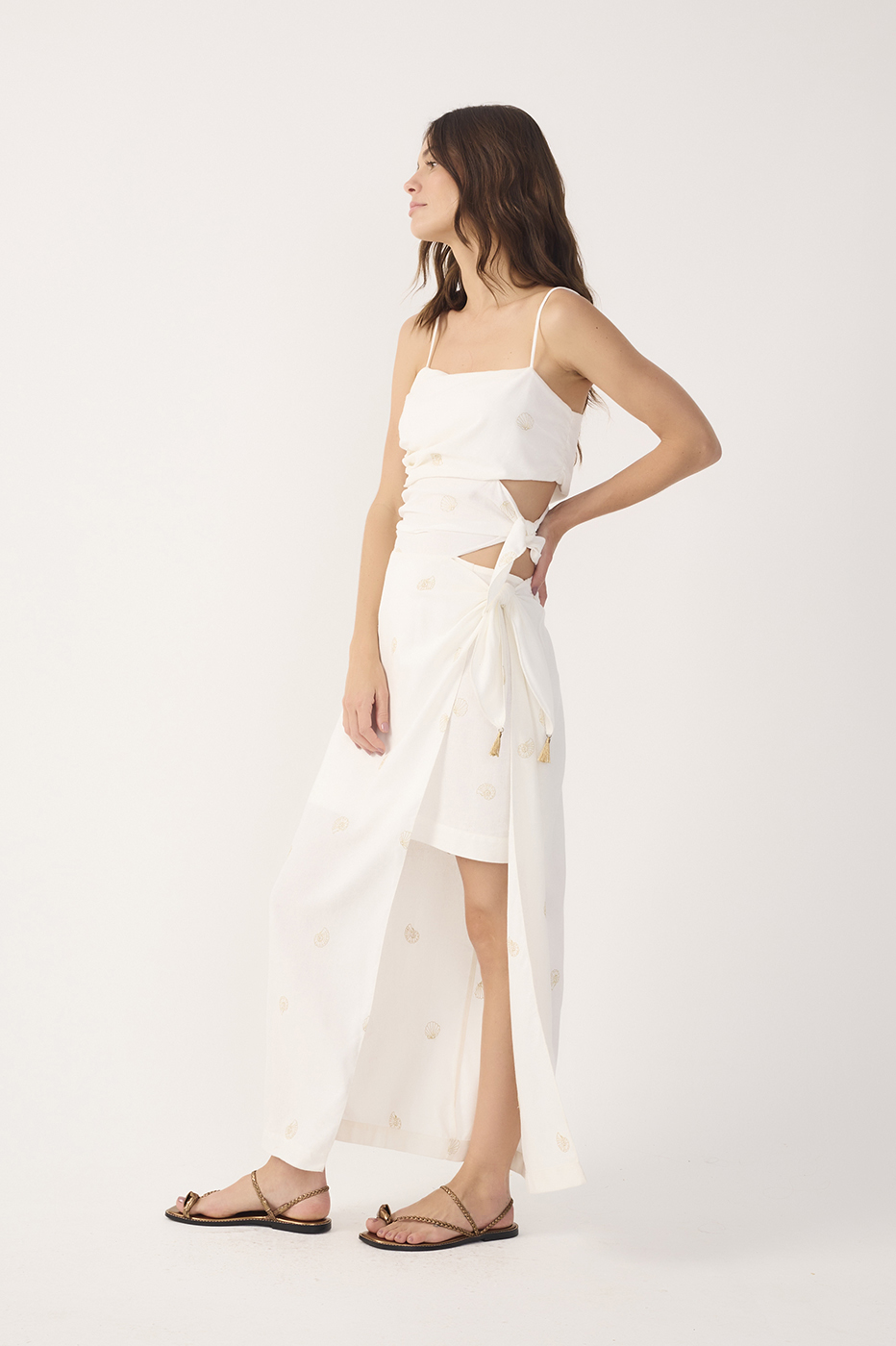 Off-White Shell Embroidered Midi Dress_3