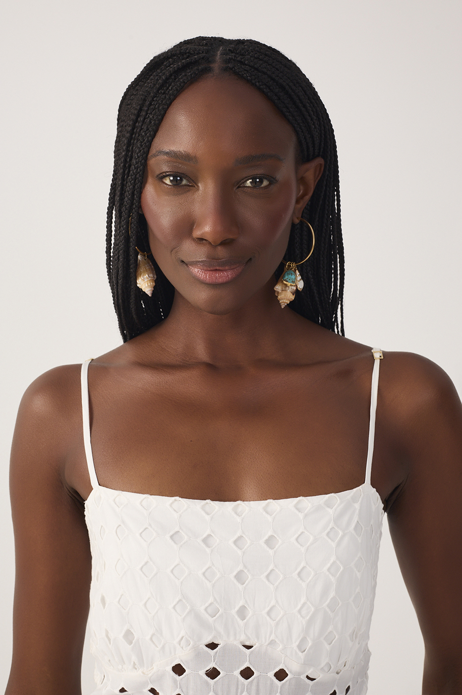 Cropped Eyelet Cut Out Yoke Dress_4