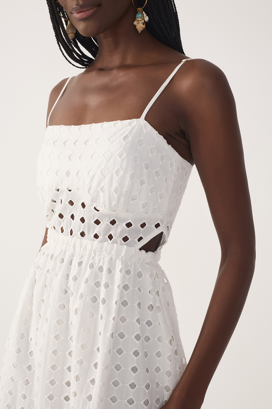 Cropped Eyelet Cut Out Yoke Dress_5