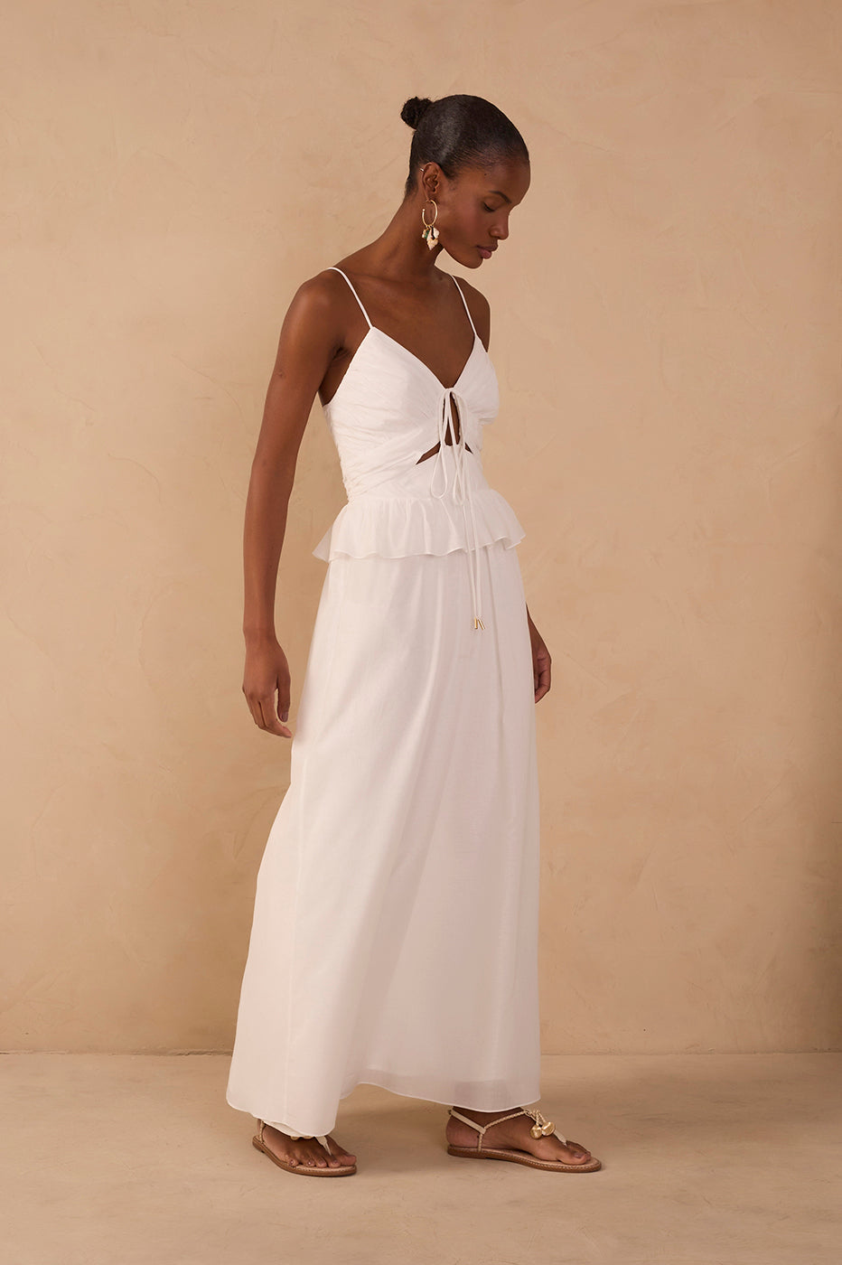 Off-White Ruffled Waist Maxi Dress_1