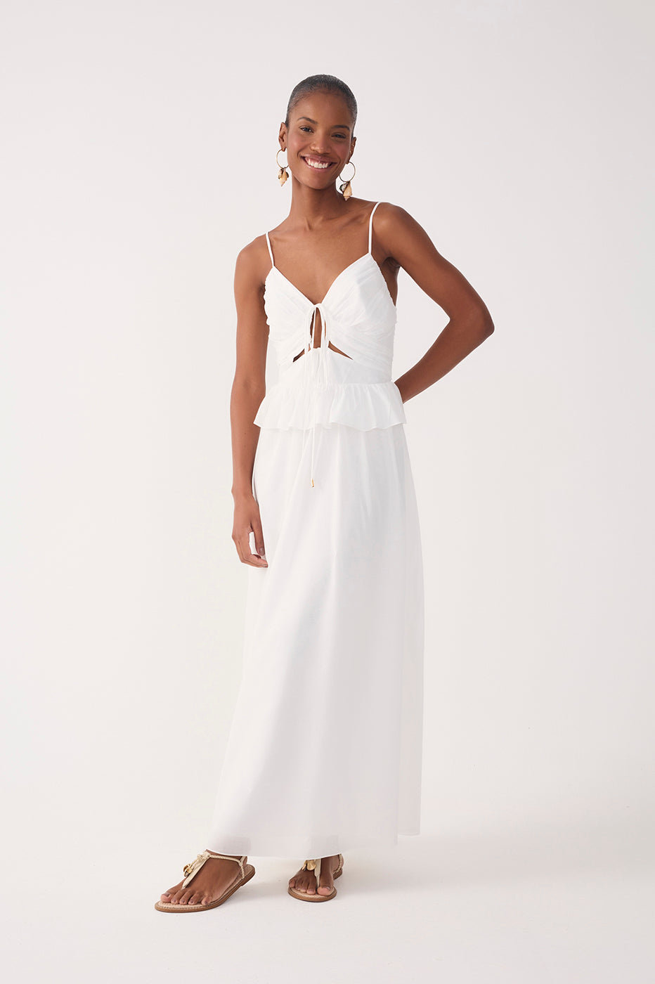 Off-White Ruffled Waist Maxi Dress_2