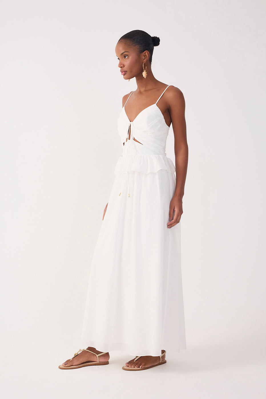 Off-White Ruffled Waist Maxi Dress_3