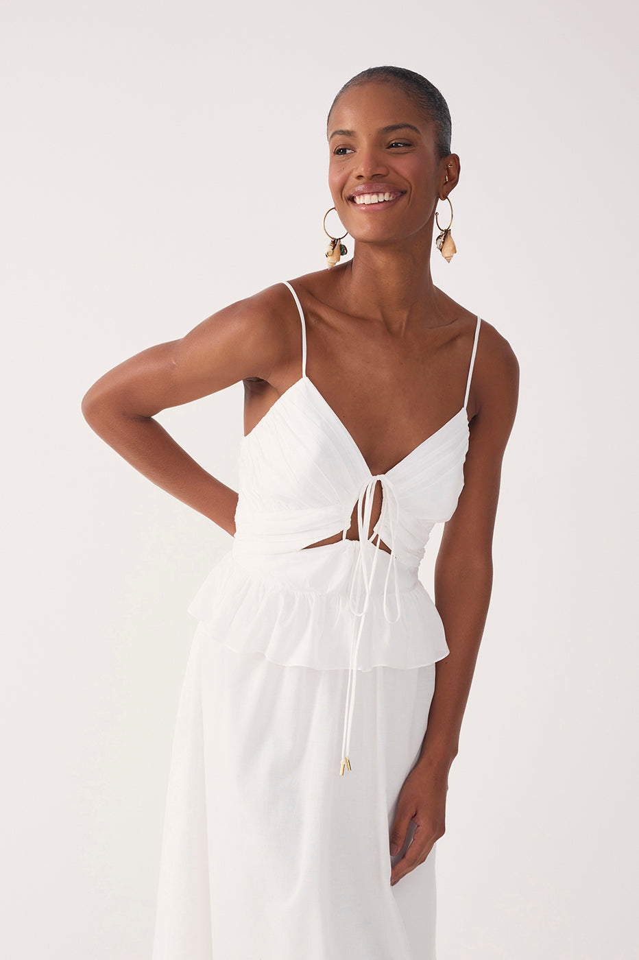 Off-White Ruffled Waist Maxi Dress_4