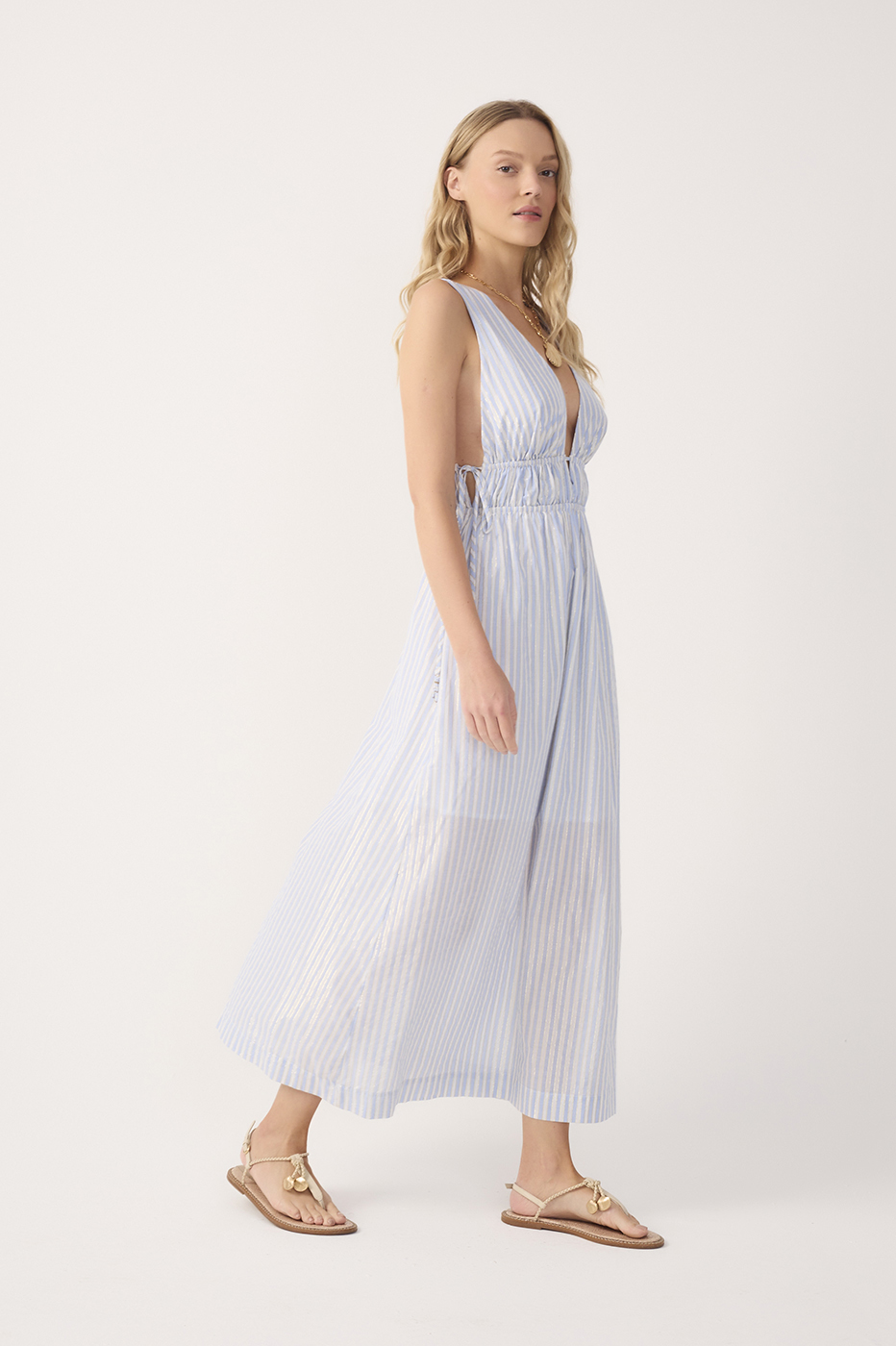 Vestido Cropped Algodão Listras Lurex_3