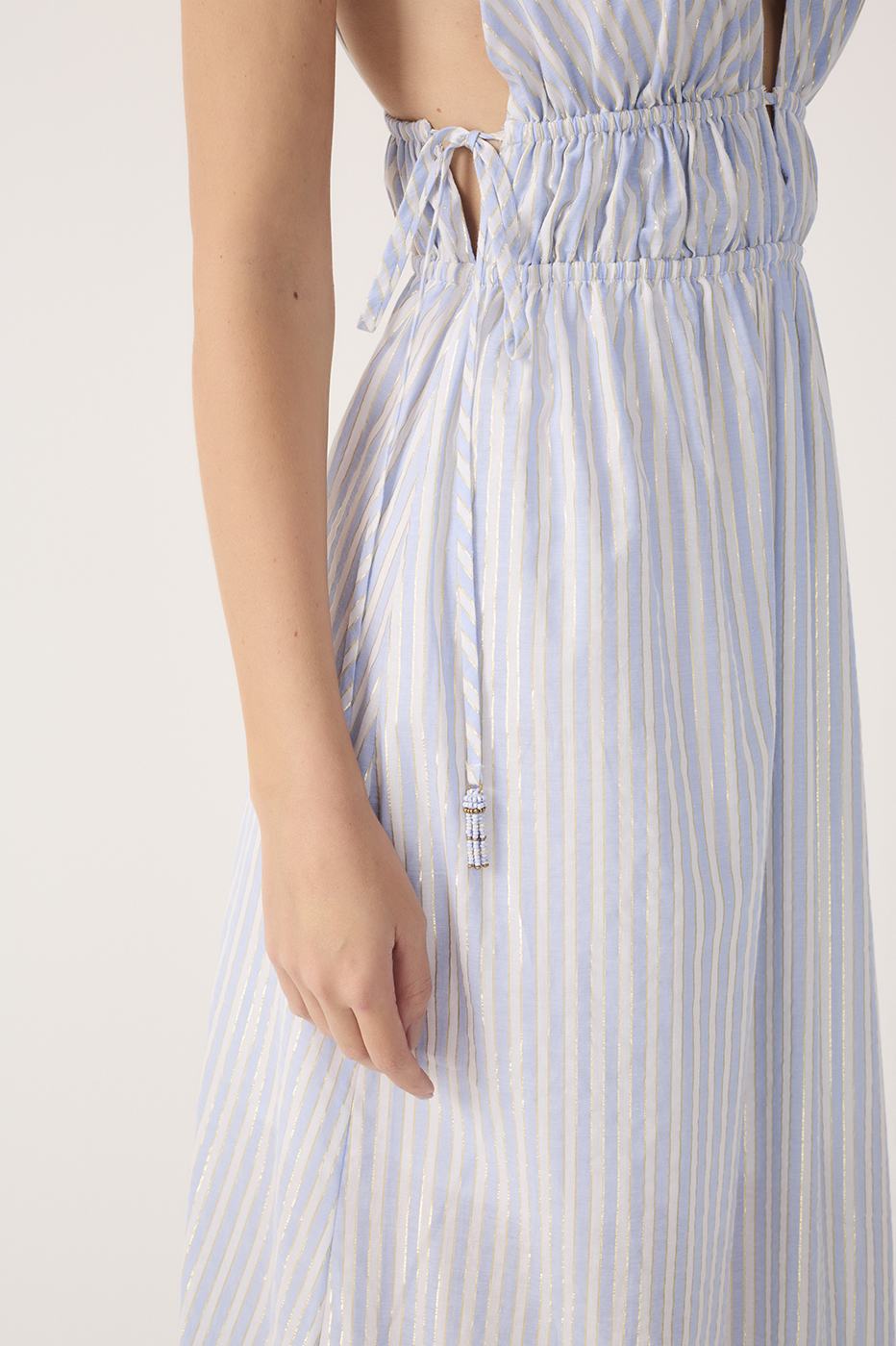 Vestido Cropped Algodão Listras Lurex_5