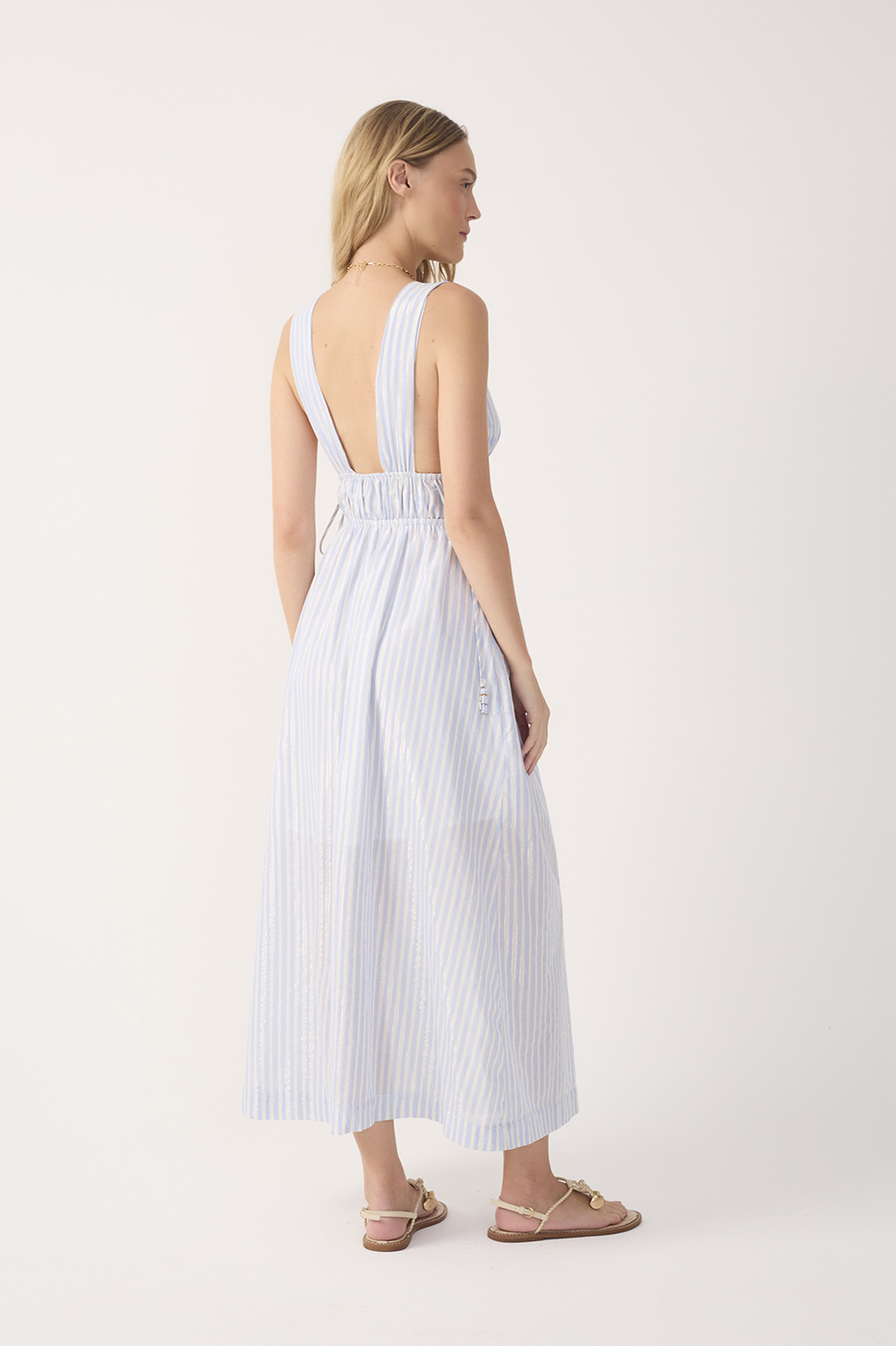 Vestido Cropped Algodão Listras Lurex_6