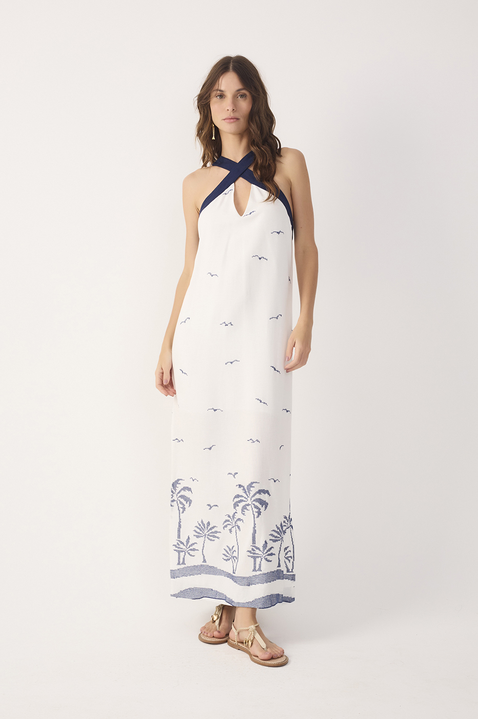 Cropepd Linen Embroidered Coqueiro Dress_2