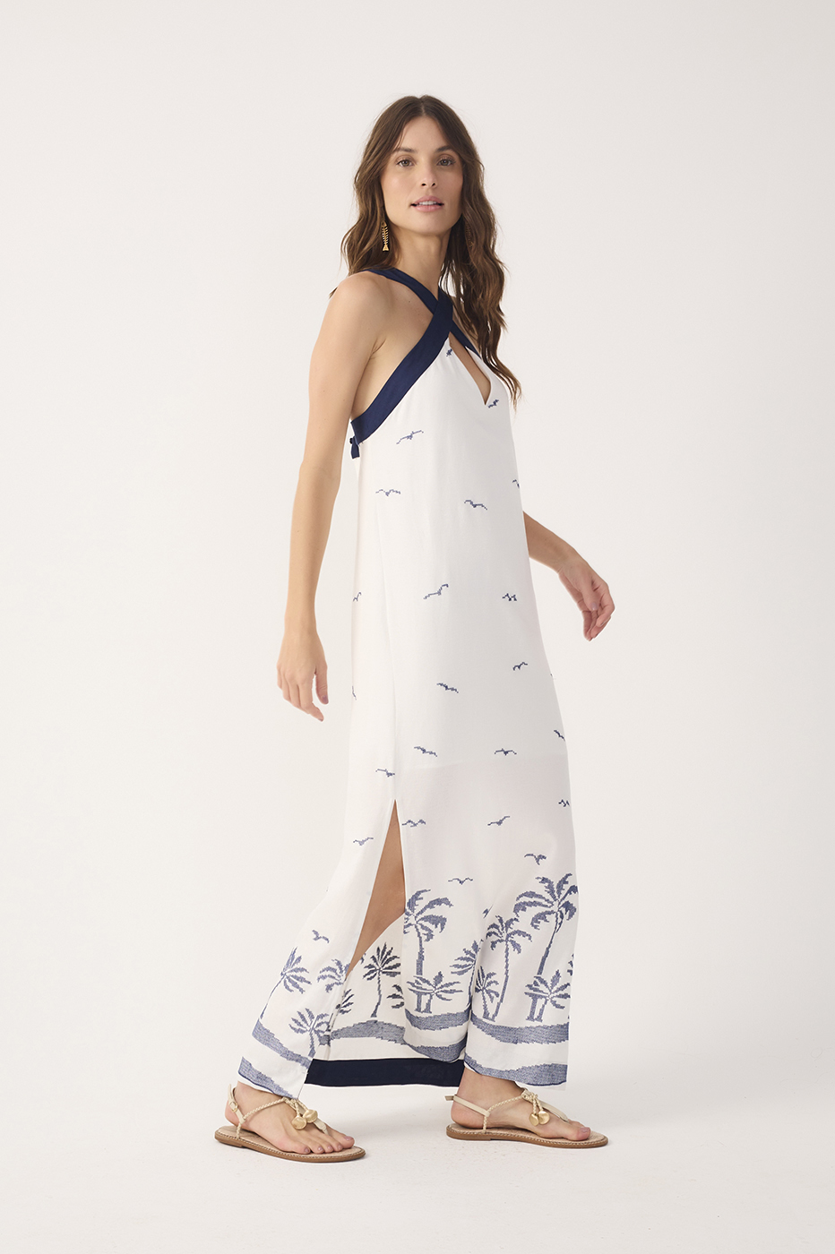 embroidered linen maxi dress Citadelle Embroidered Linen Maxi Dress
