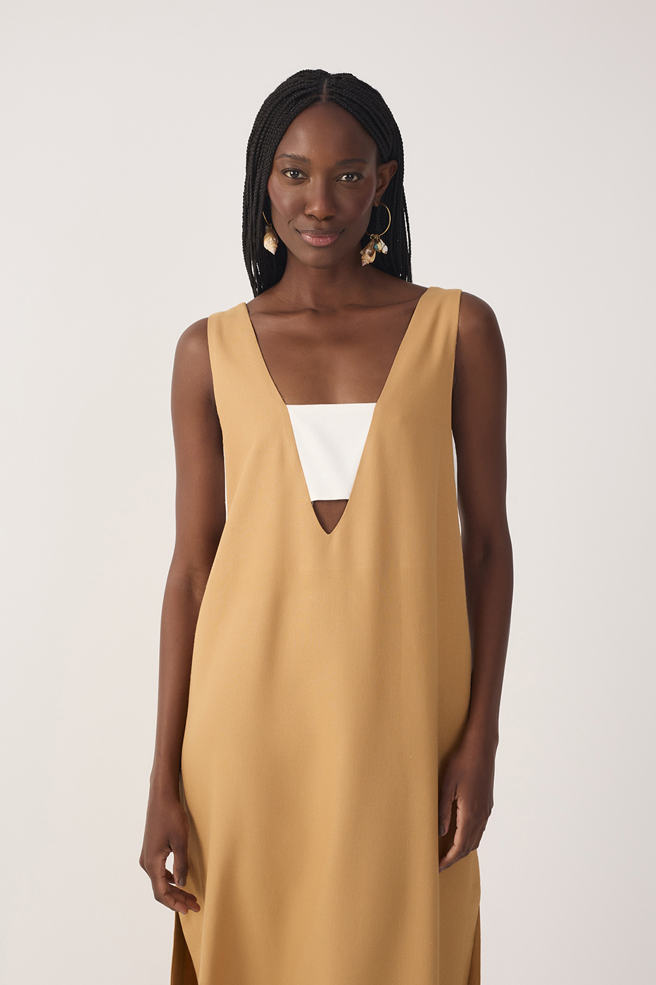 Cropped Linen Side Slit Dress_4