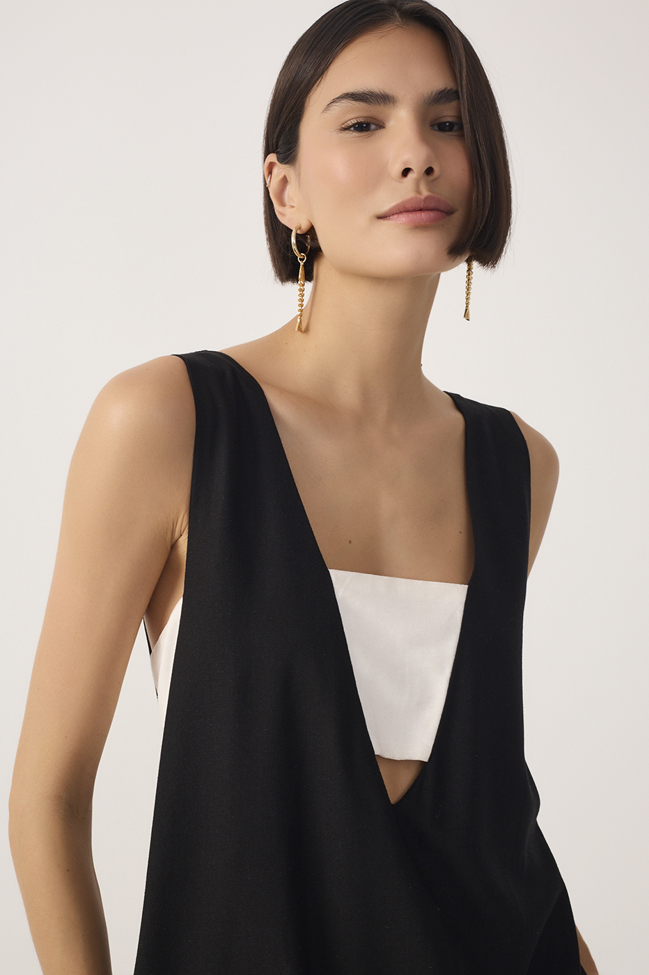 Vestido Cropped Linho Fenda Lateral_5