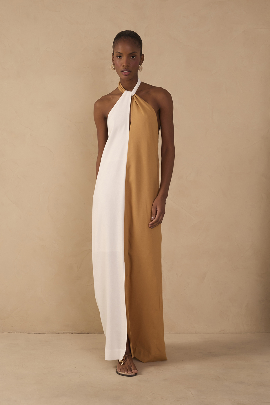 Cropped Linen Bicolor Dress_1