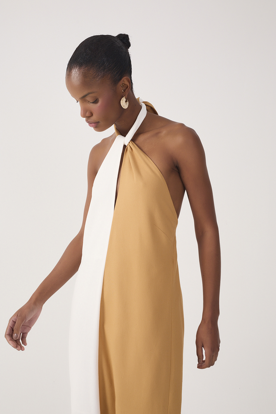 Vestido Cropped Linho Bicolor_4