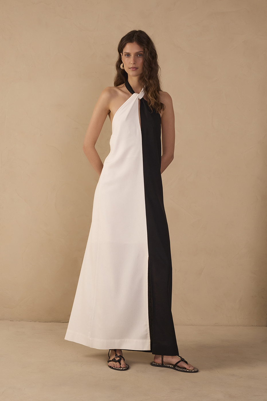 Cropped Linen Bicolor Dress_1