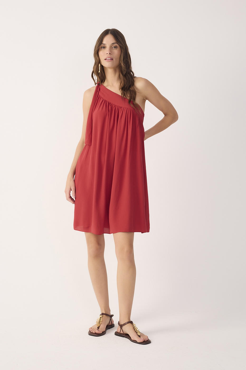 Short Crepe One Shoulder Dress_2