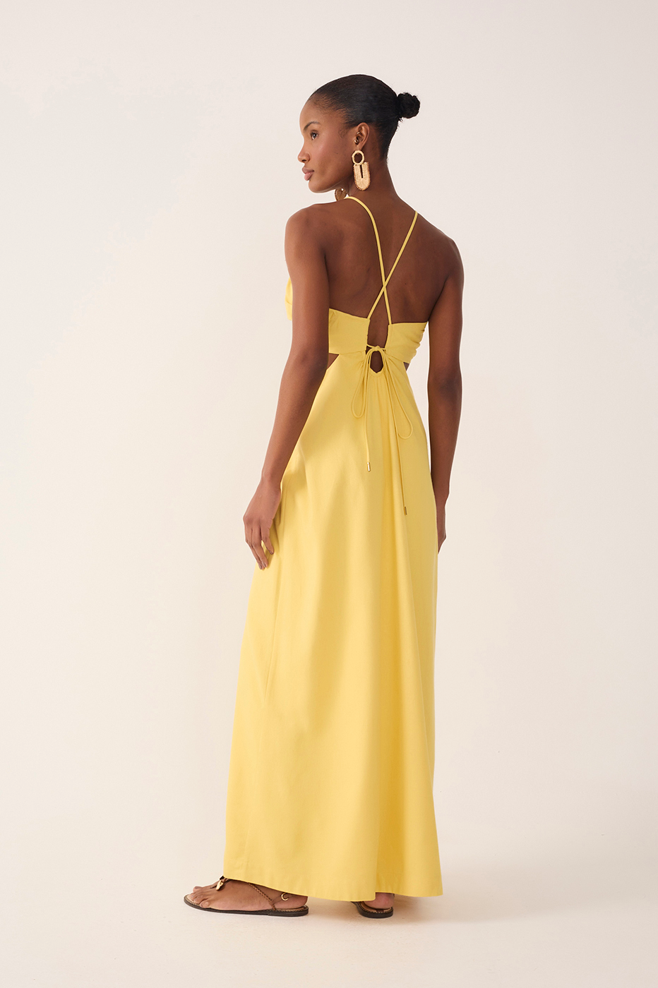 Long Linen Frayed Bust Dress_6