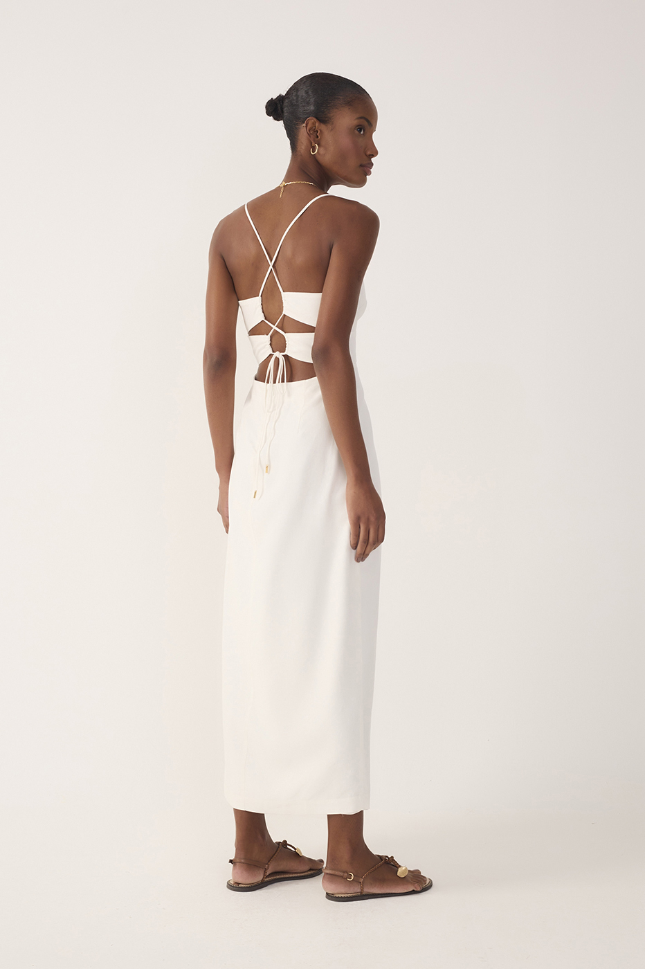 Off-White Topstitching Slit Midi Dress_6