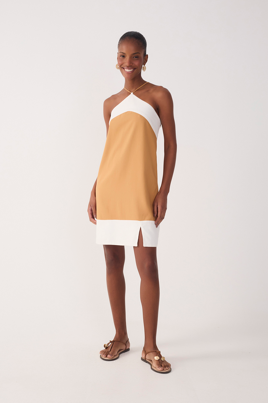 Short Linen Bicolor Dress_2