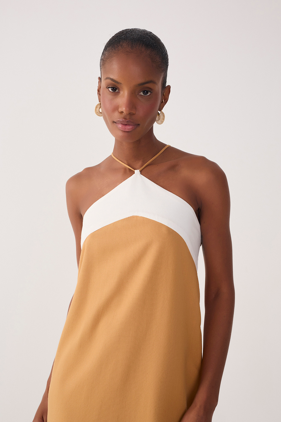 Short Linen Bicolor Dress_4