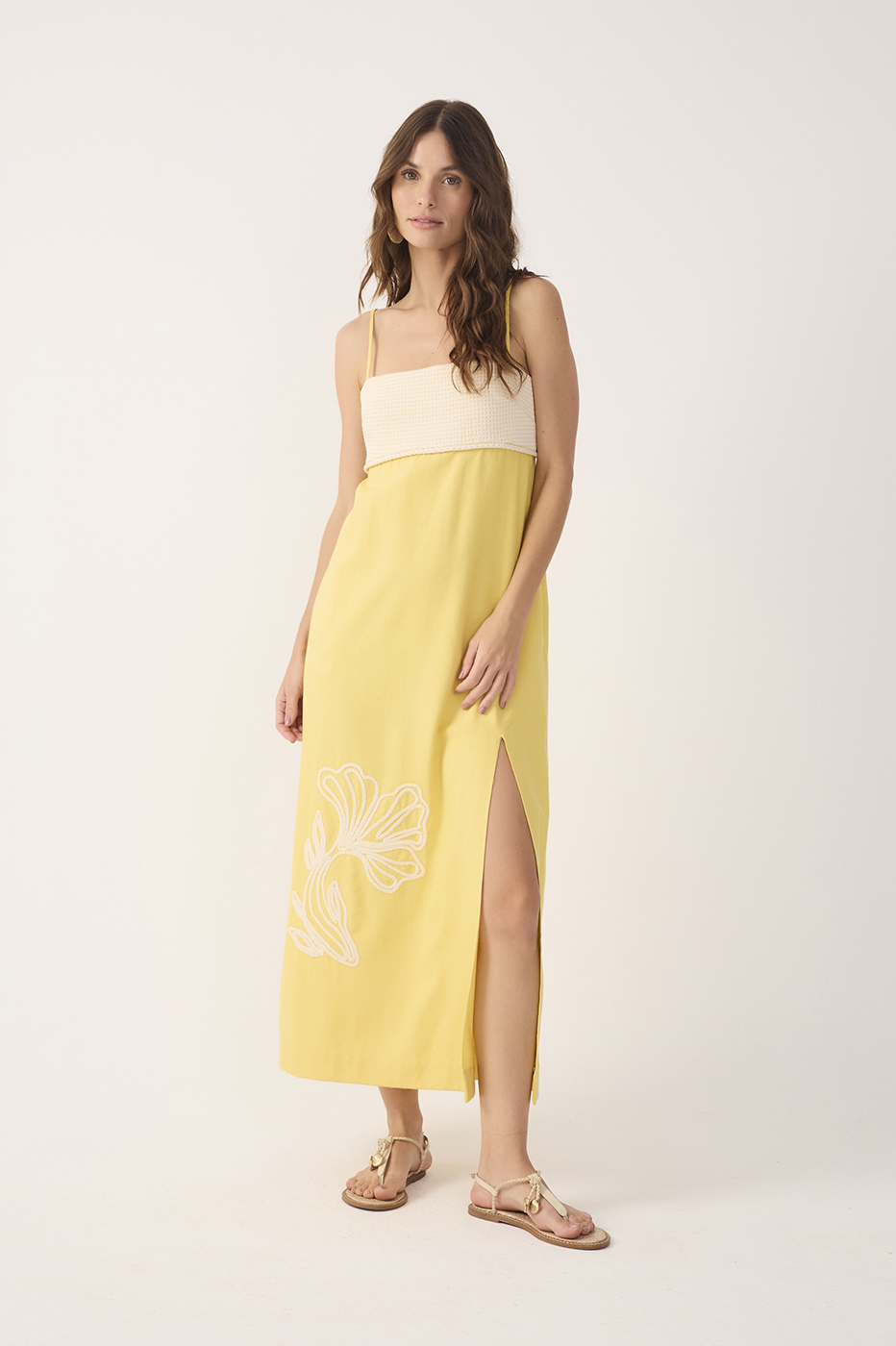 Vestido Cropped Linho Bordado Peixe_2