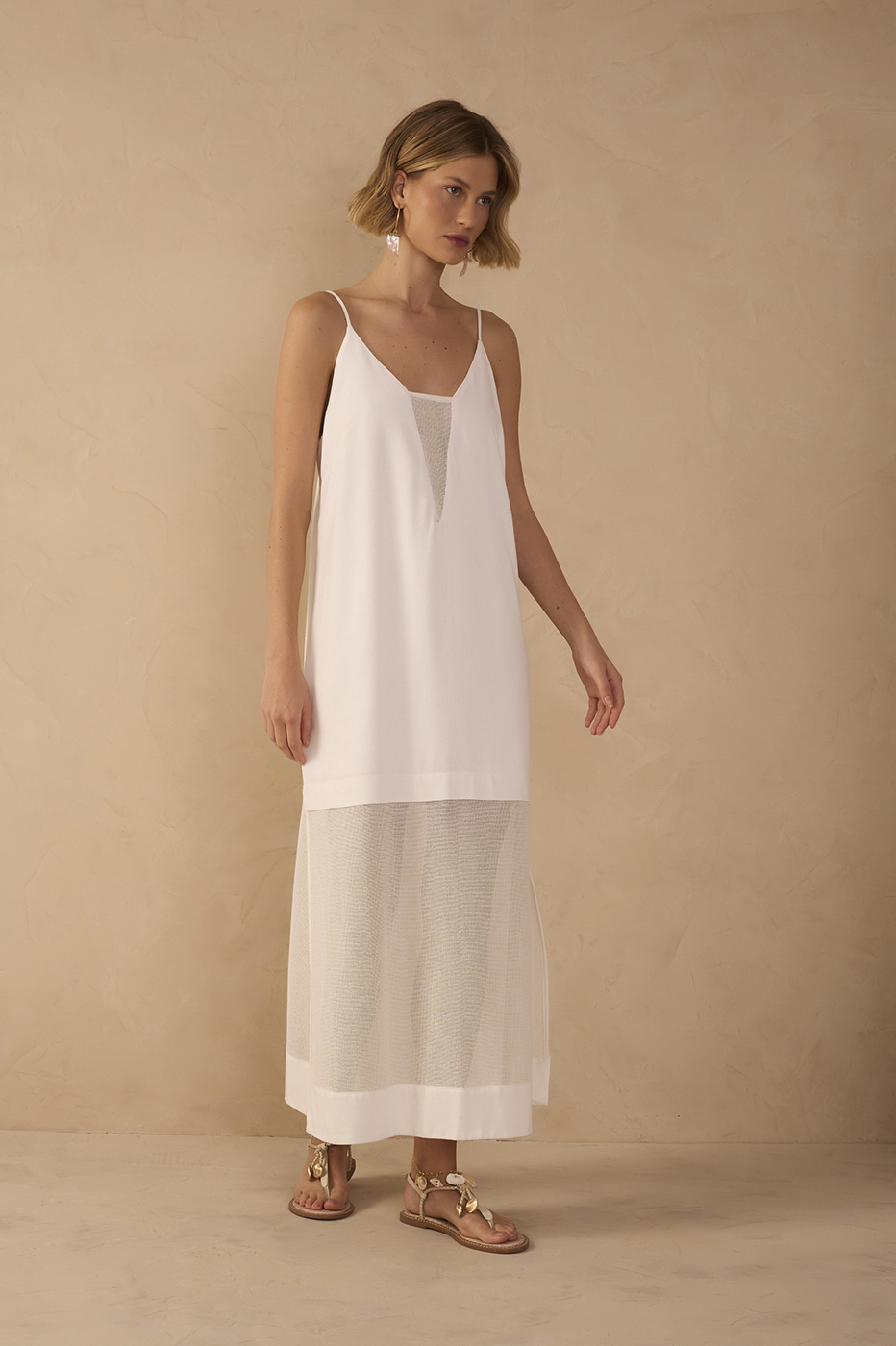 Cut-Out Canvas Linen Dress