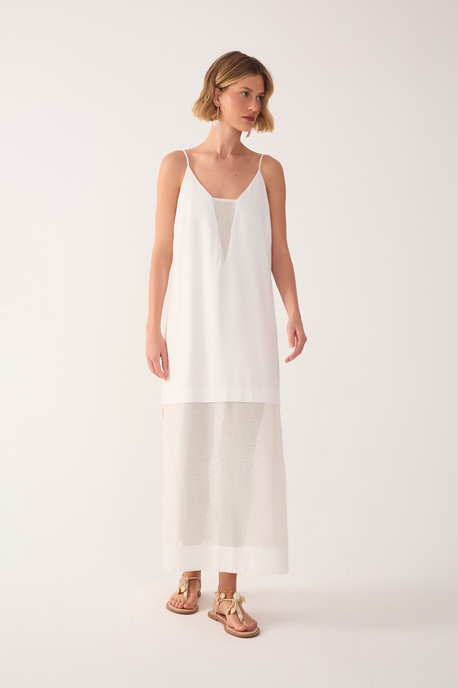 Cut-Out Canvas Linen Dress
