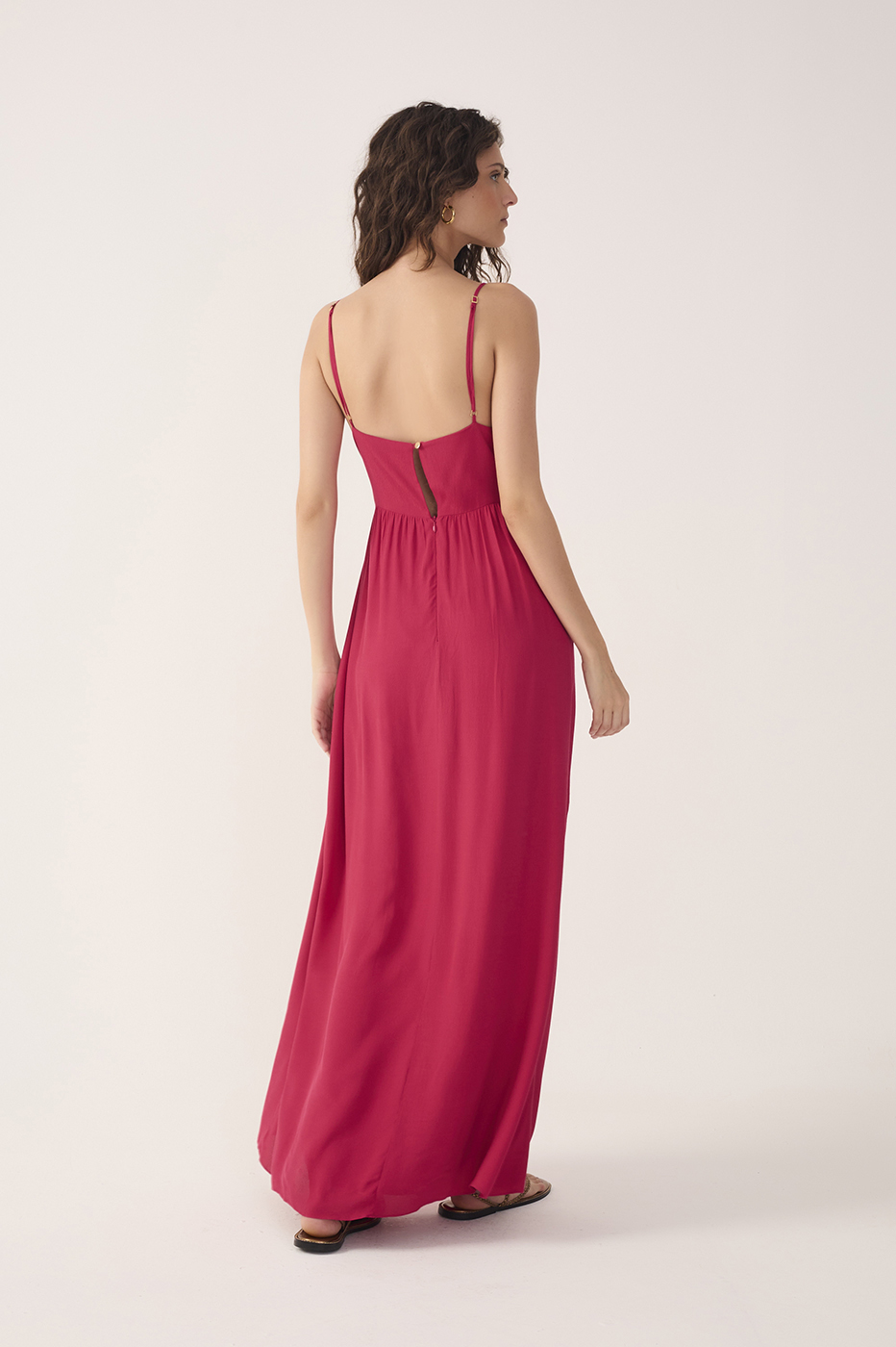 Pink Layered V Neck Maxi Dress_6
