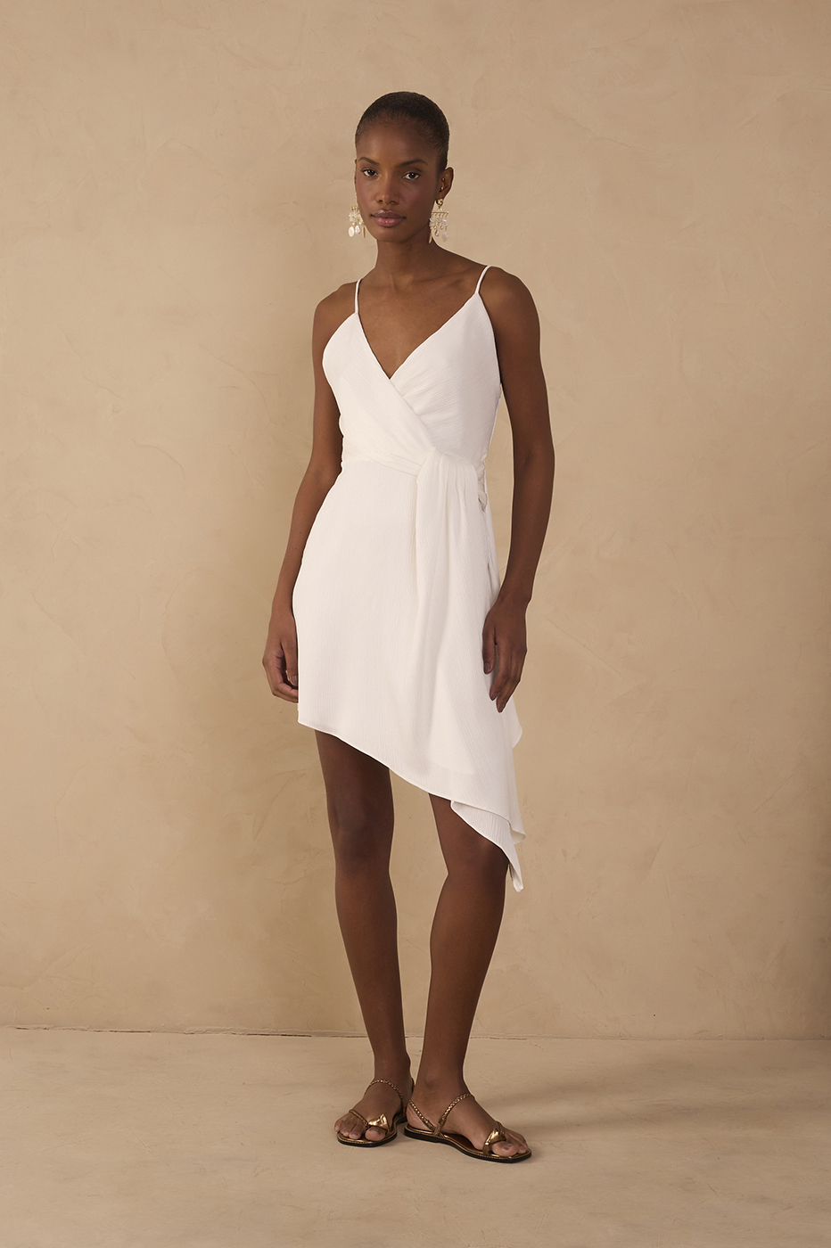 Off-White Pleated Satin Mini Dress_1