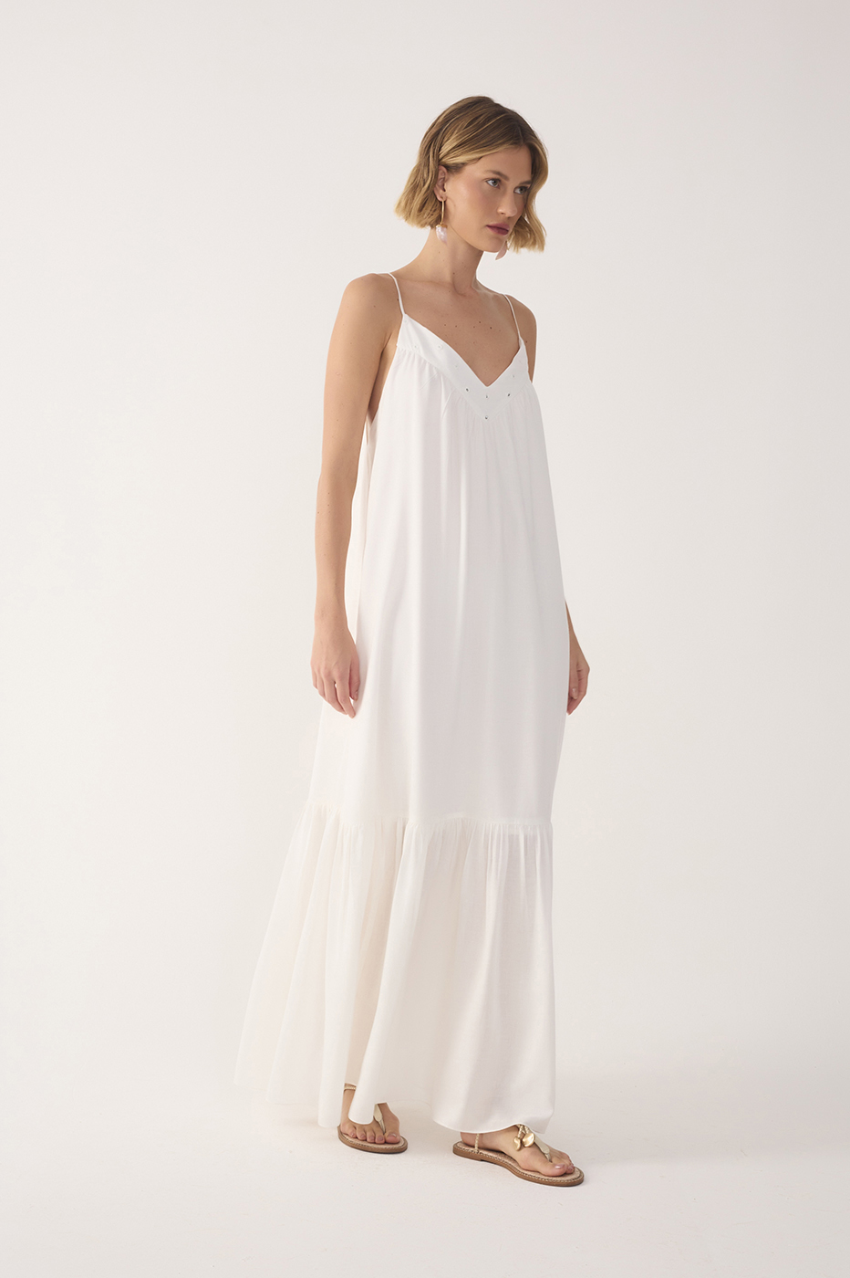 Off-White Embroidered Yoke Maxi Dress_2