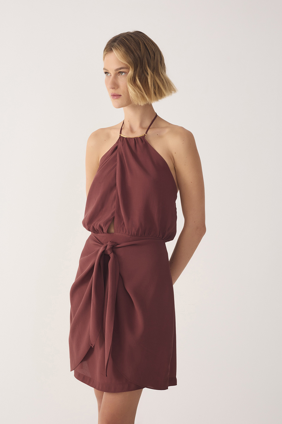 Short Crepe Wrap Dress
