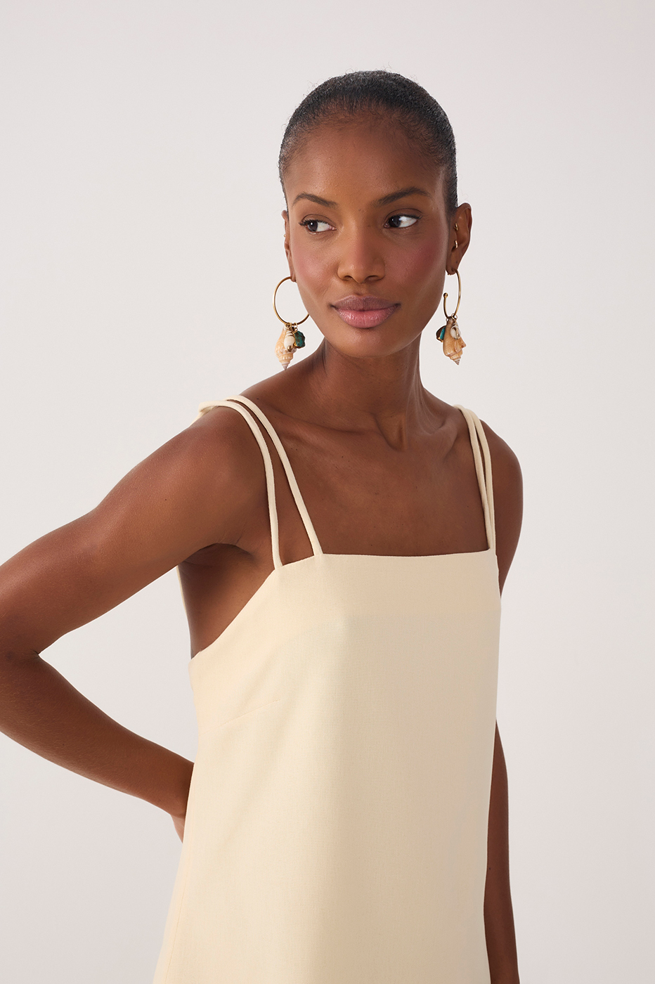 Beige Double Strap Mini Dress_4