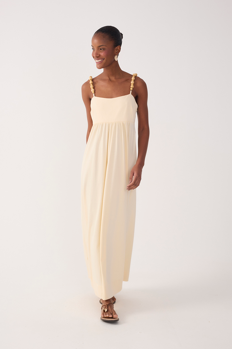 Beige Beaded Straps Maxi Dress_2