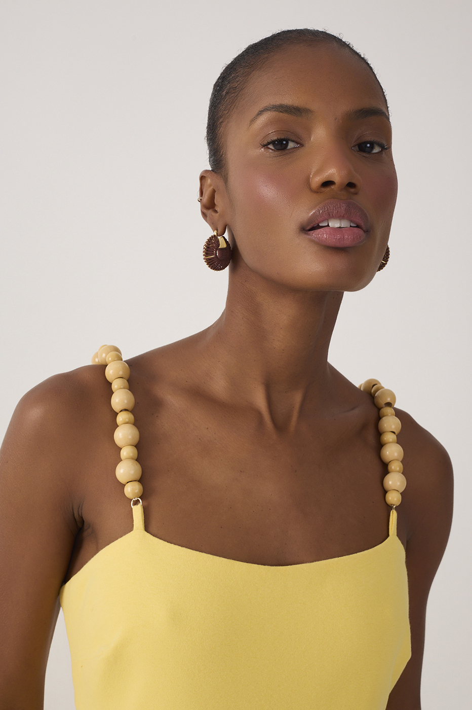 Yellow Beaded Straps Maxi Dress_5