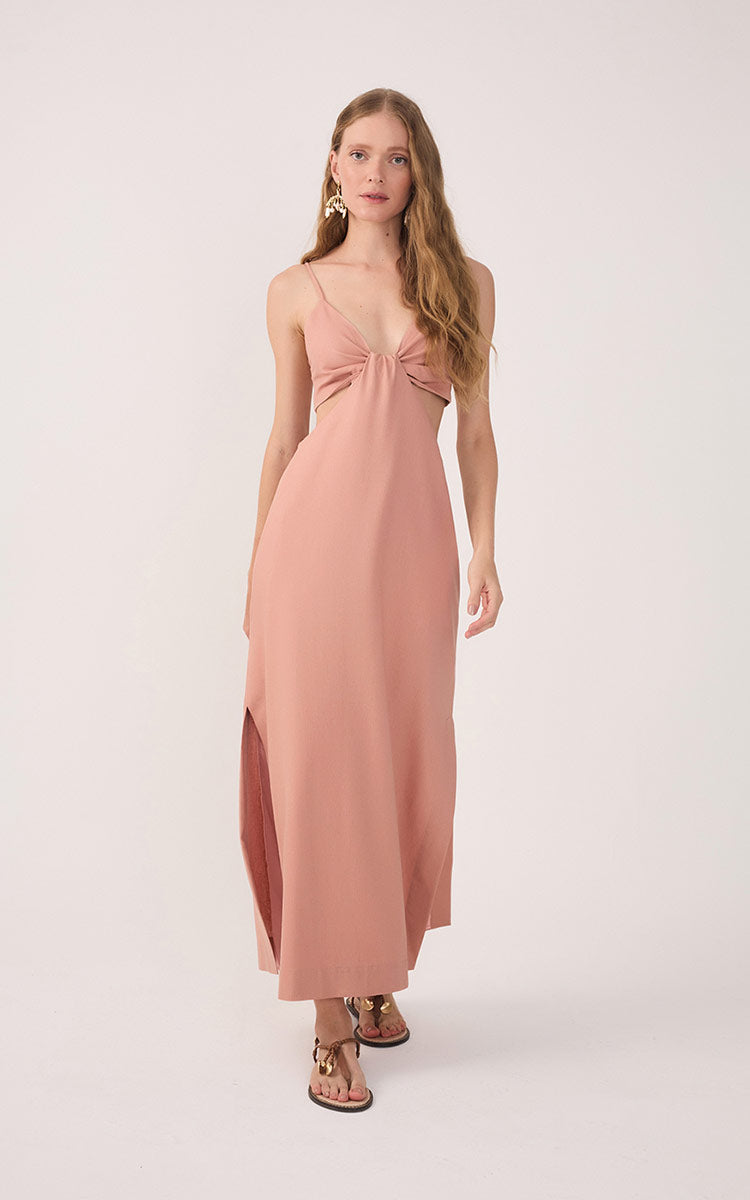 Pink Cut-Out Side Slits Midi Dress_2
