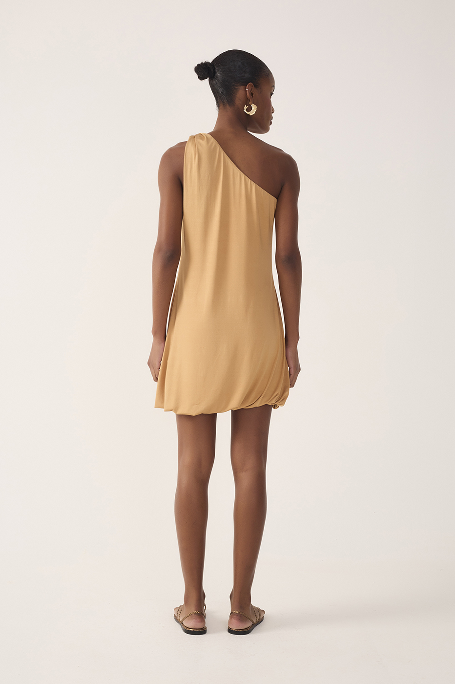 Beige One-Shoulder Balloon Mini Dress_6