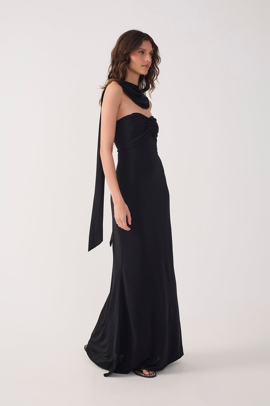 tie jersey dress TOTEME Black Tie-waist Jersey Midi Dress