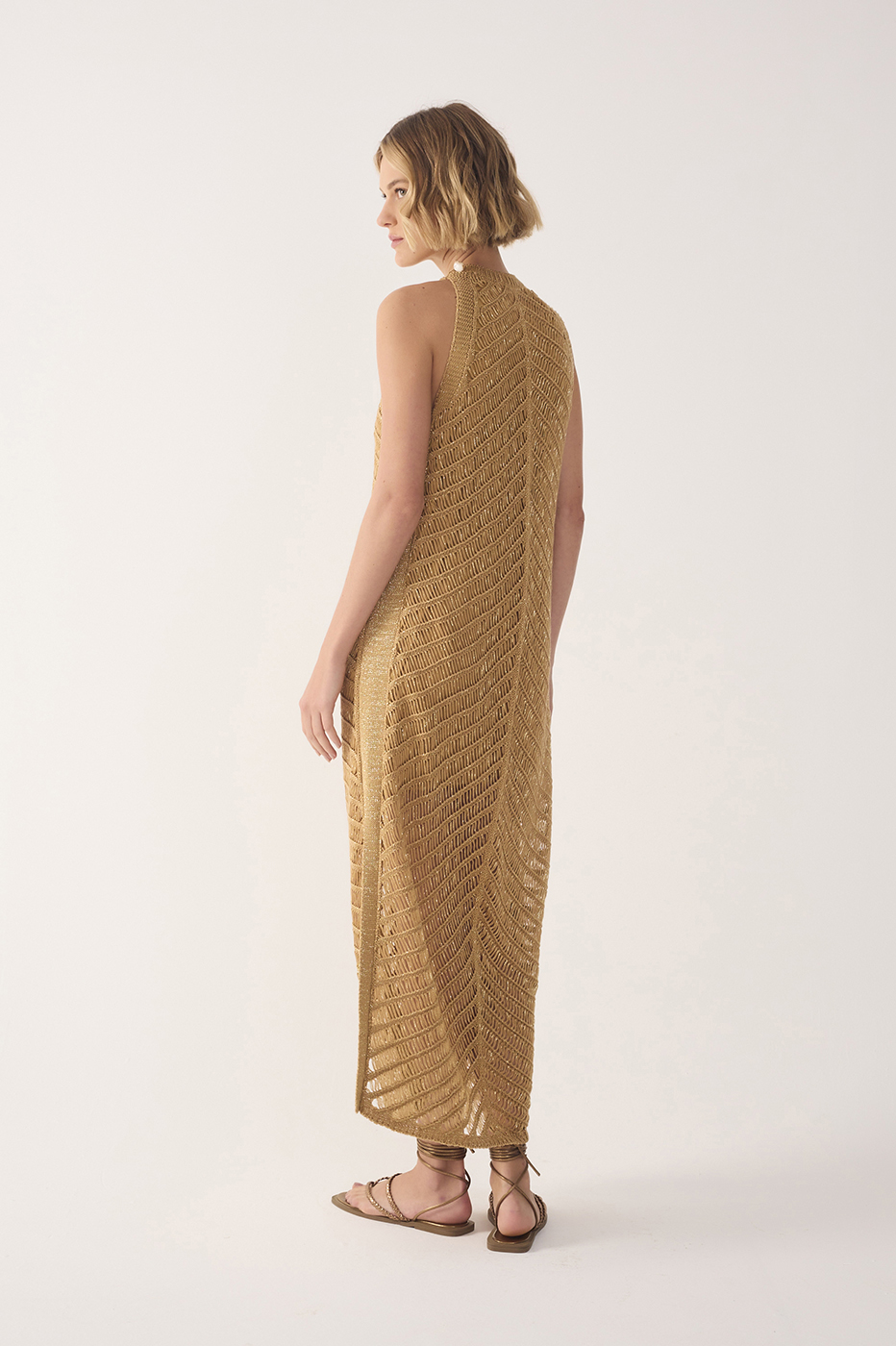 Golden High Collar Lurex Knit Midi Dress in Golden | Dress To Golden High Collar Lurex Knit Midi Dress in Golden | Dress To