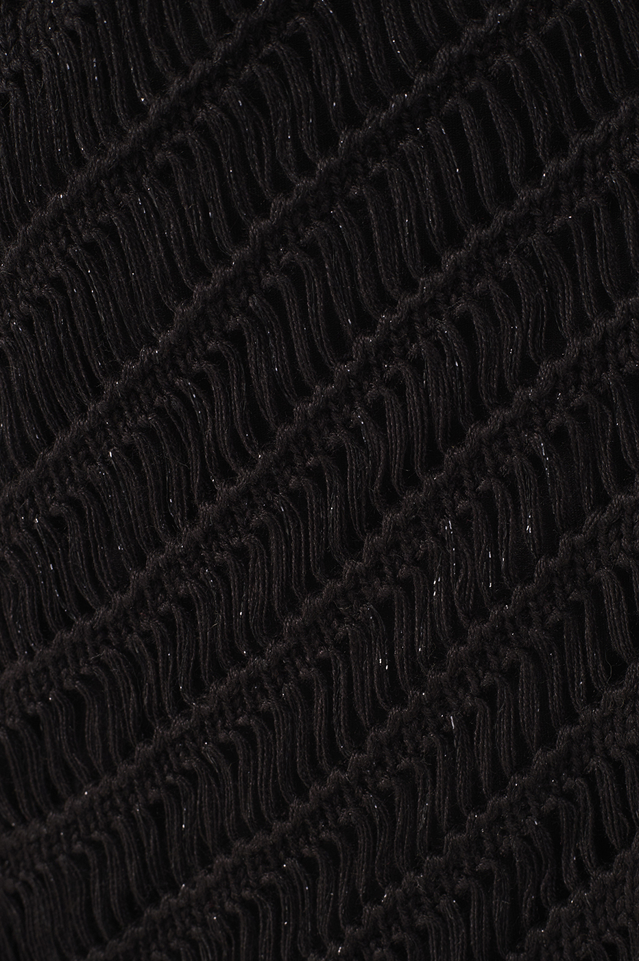 Black High Collar Lurex Knit Midi Dress_6